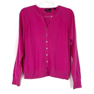 Valerie by Valerie Stevens | Pink Pima Cotton Button Cardigan Sweater Womens L